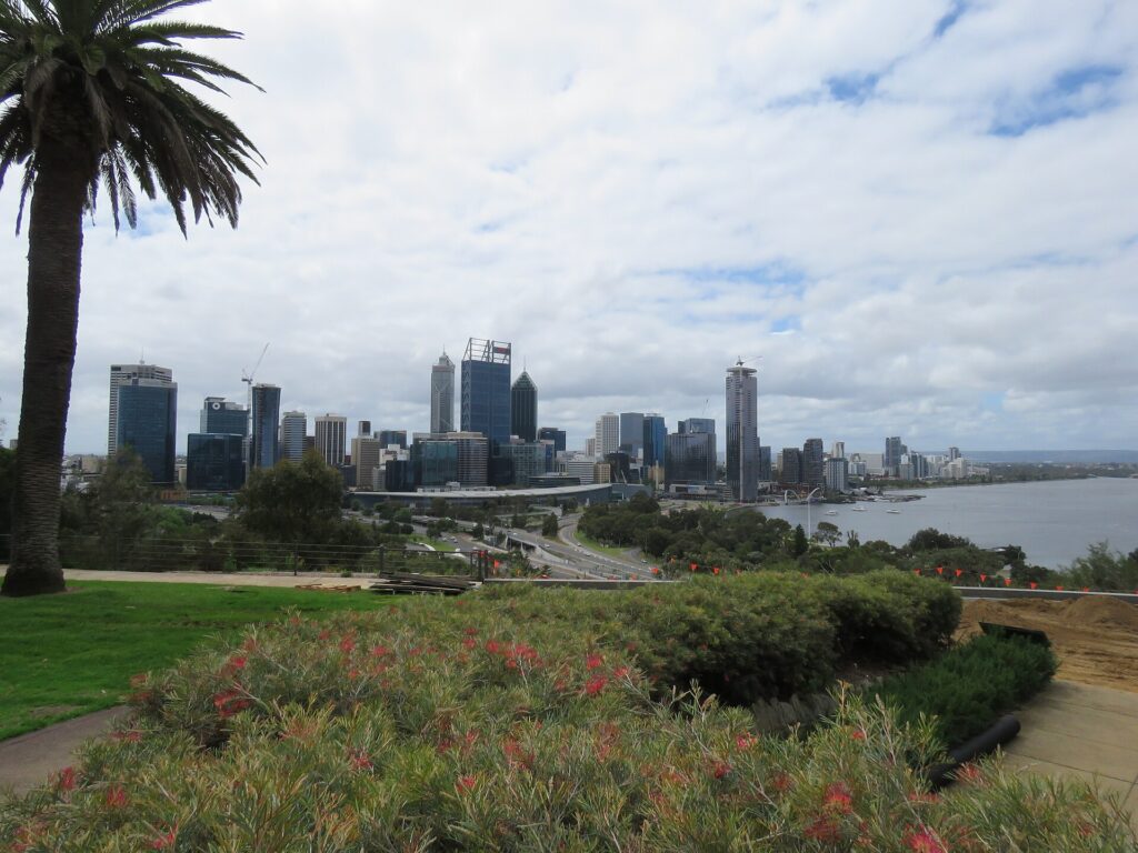 Perth skyline and the Swan River seen from Kings Park
