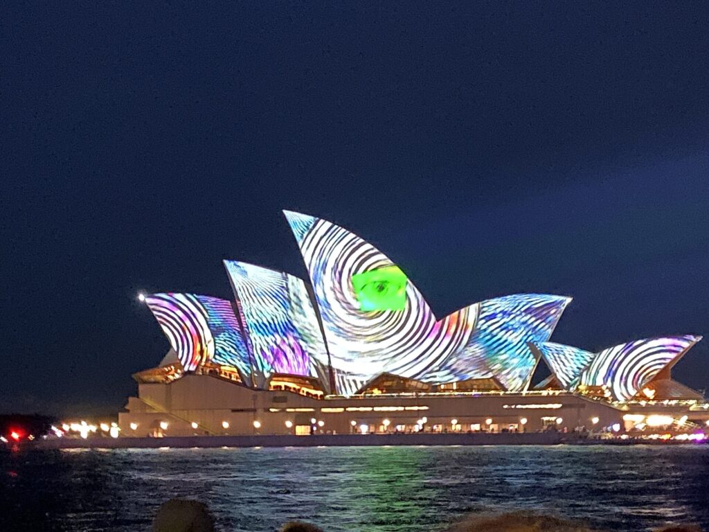 The Sydney Opera House lit up during Vivid Sydney